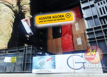 [300 mil maços de cigarros] PRF apreende caminhão lotado de cigarro contrabandeado durante fiscalização no ES; VÍDEO