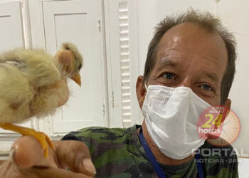 Ciclista acidentado recebe visita inusitada de pinto na Santa Casa Cachoeiro