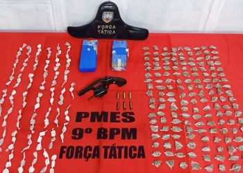 Força Tática apreende arma de fogo e grande quantidade de drogas em Cachoeiro