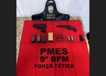 [Cachoeiro] PM apreende armas e munições em ponto comercial no São Luiz Gonzaga