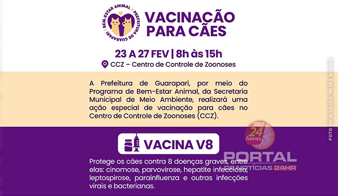 Prefeitura realiza ação de vacinação V8 para cães no CCZ